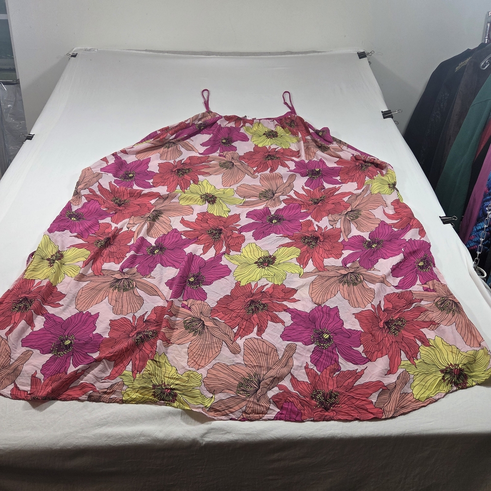 Joyspun Floral Spaghetti Strap Maxi Dress Pink Yellow Blossom Flowy Summer - Picture 11 of 16